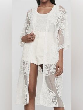 Express Ivory Lace Kimono/Cover-Up
